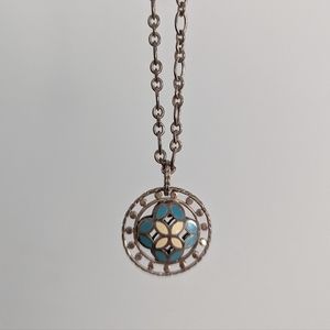 John Hardy Kawung Blue Turquoise Enamel Sterling Silver Pendant Necklace
